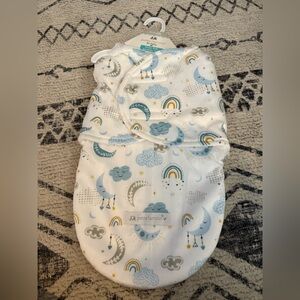 NWT, Petite L'Amour Baby Swaddle with Moon and Rainbow Print